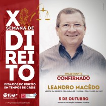 Leandro Macêdo: palestrante confirmado para a X Semana de Direito - FAP