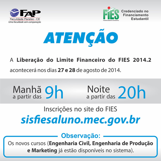 Liberação do Limite Financeiro FIES 2014.2