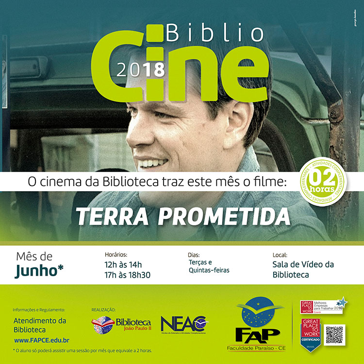 BiblioCine - Junho/2018 - Filme: Terra Prometida