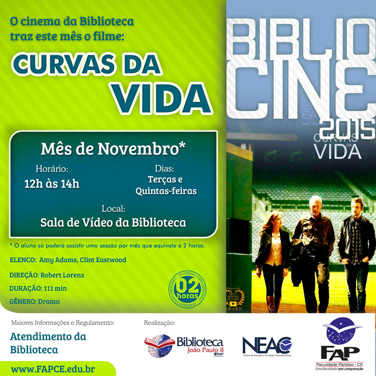 BiblioCine - Novembro/2015 - Filme: Curvas da Vida