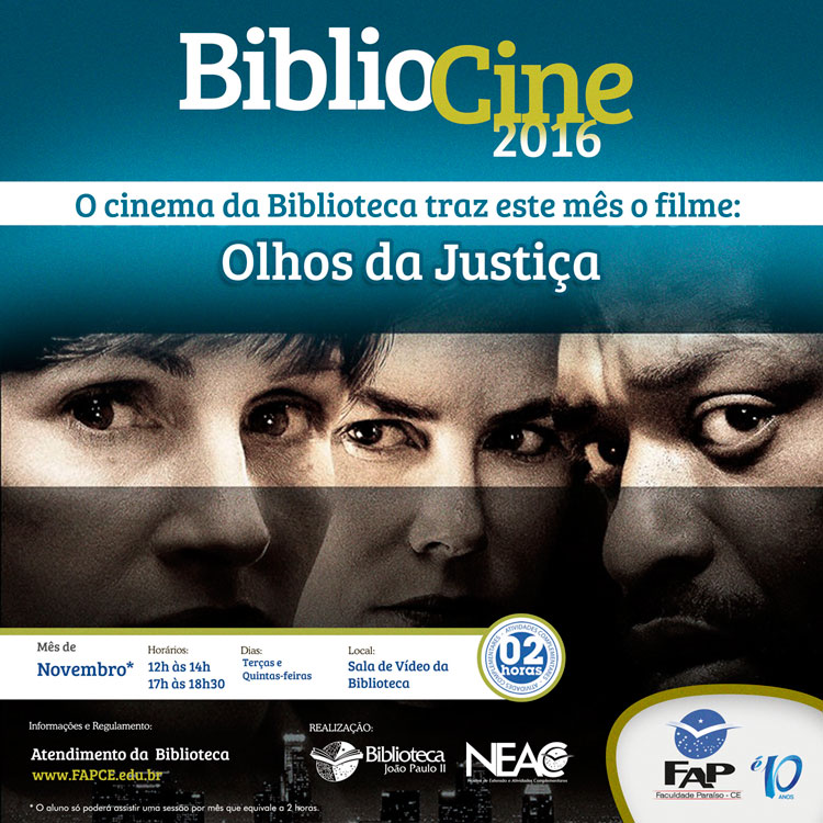 BiblioCine - Novembro/2016 - Filme: Olhos da Justiça