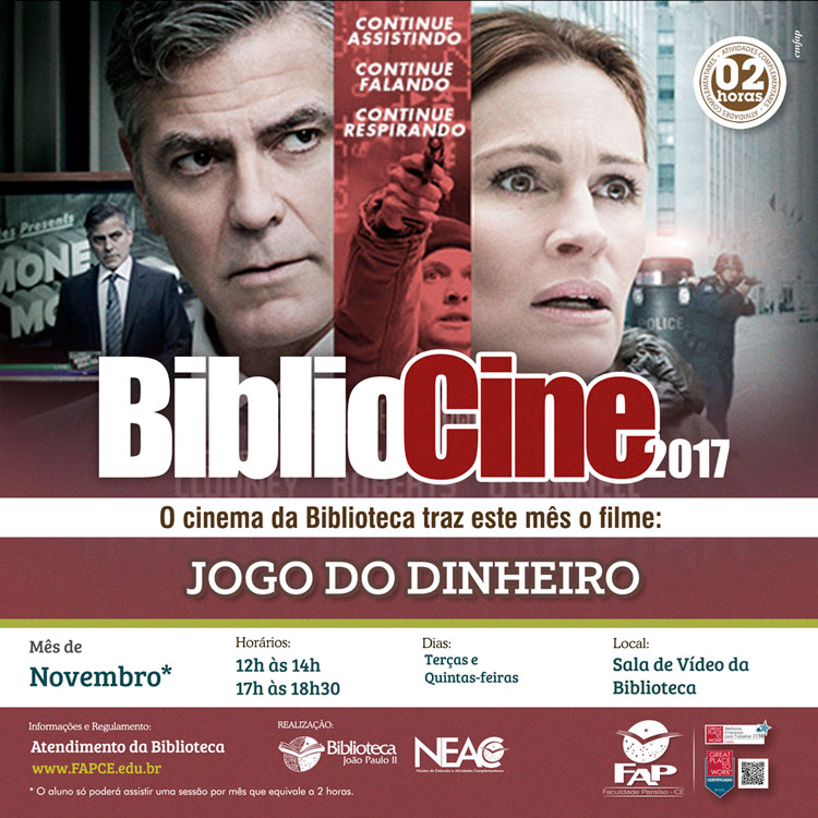 BiblioCine - Novembro/2017 - Filme: Jogo do Dinheiro