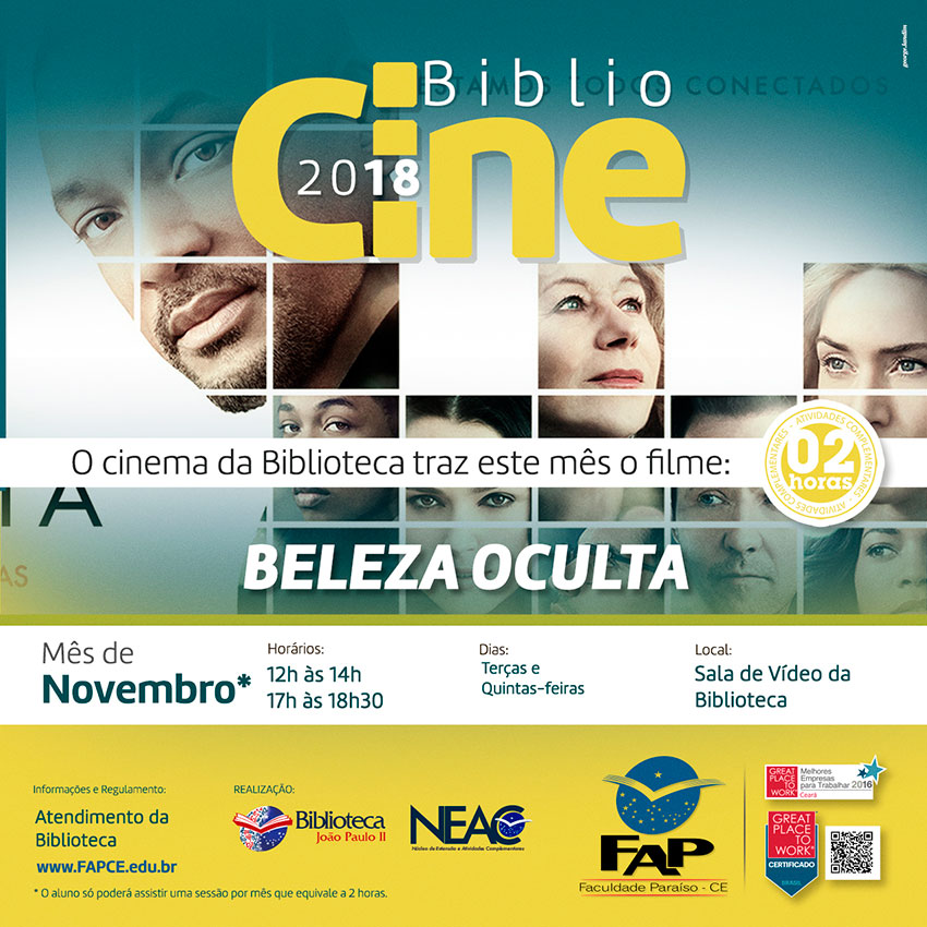 BiblioCine - Novembro/2018 - Filme: Beleza Oculta