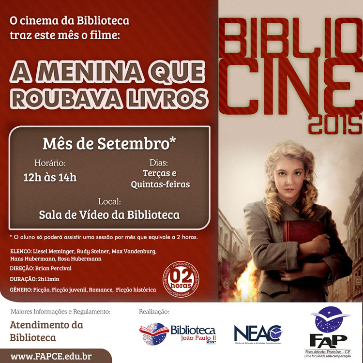 BiblioCine - Setembro/2015 - Filme: A Menina que Roubava Livros