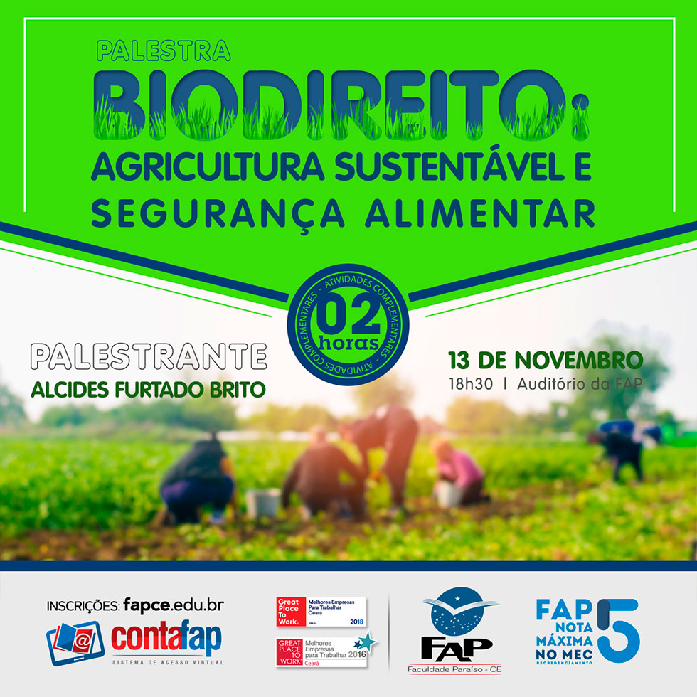 Palestra - Biodireito: Agricultura Sustentável e Segurança Alimentar