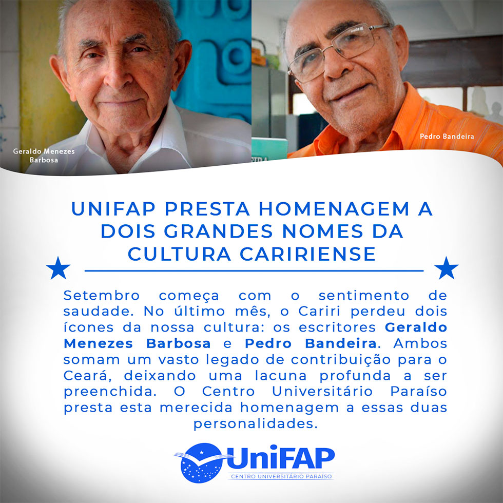 UniFAP homenageia Pedro Bandeira e Geraldo Menezes Barbosa