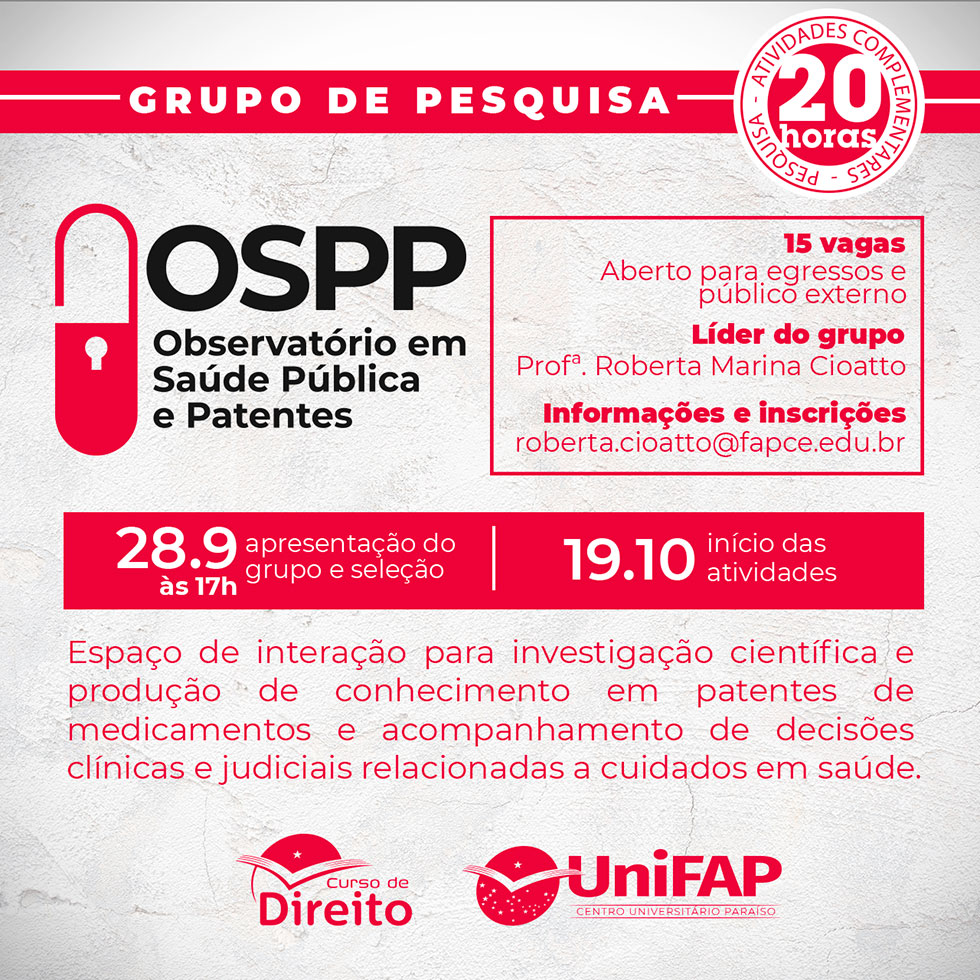 Grupo de pesquisa Observatório em Saúde Pública e Patentes (OSPP)