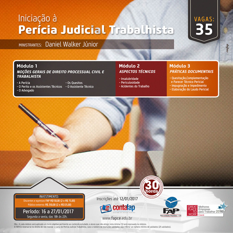 Curso de Extensão: Iniciação à Perícia Judicial Trabalhista