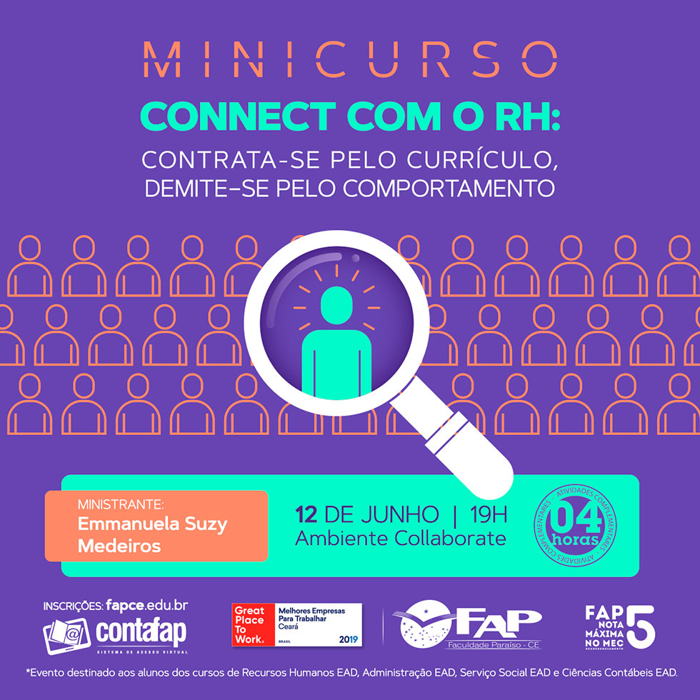 Minicurso - Connect com o RH: contrata-se pelo currículo, demite-se pelo comportamento