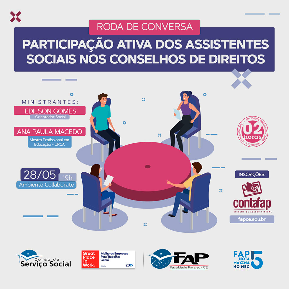 Roda de conversa: A participação ativa dos assistentes sociais nos conselhos de direitos
