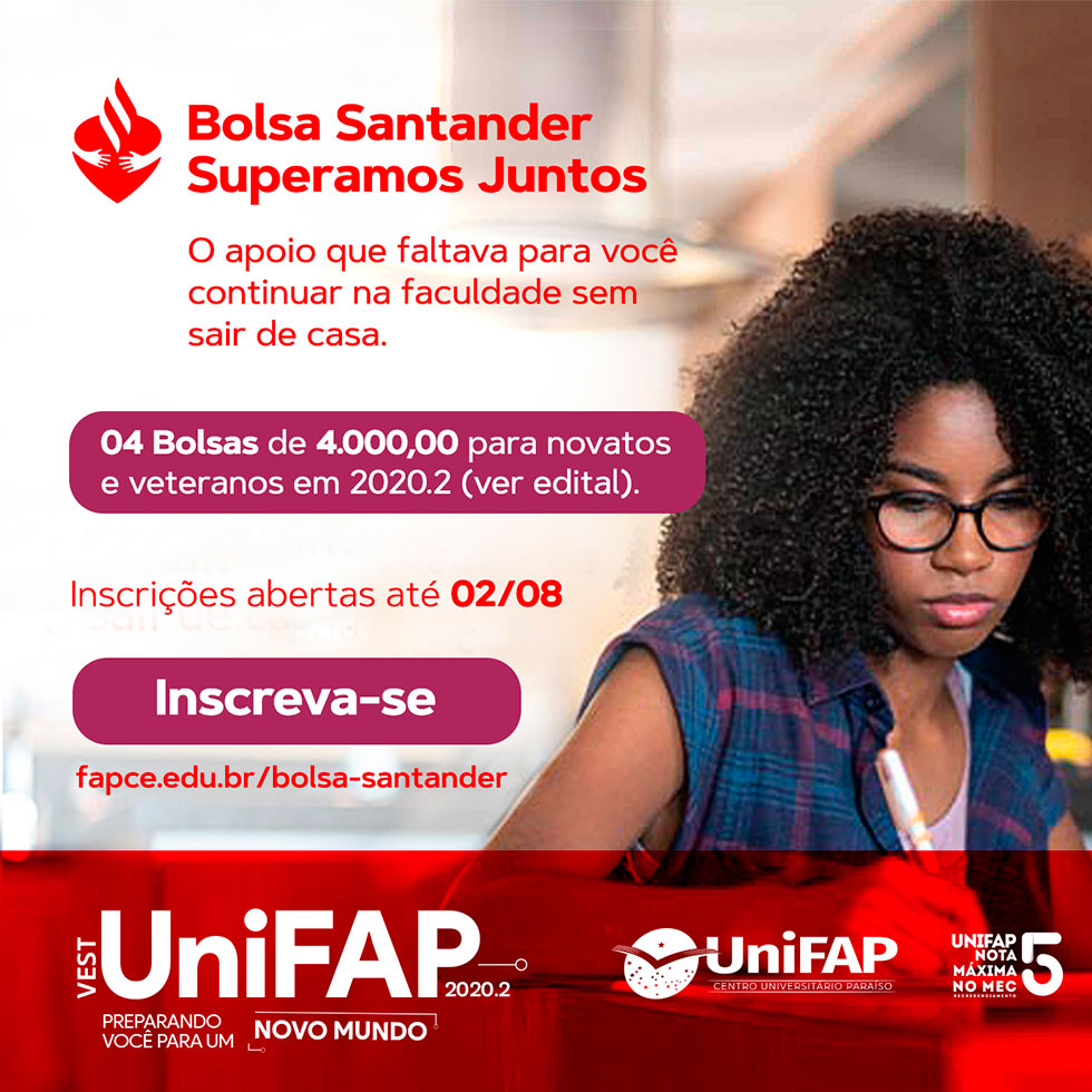 Vest UniFAP 2020.2 - Bolsa Santander Superamos Juntos